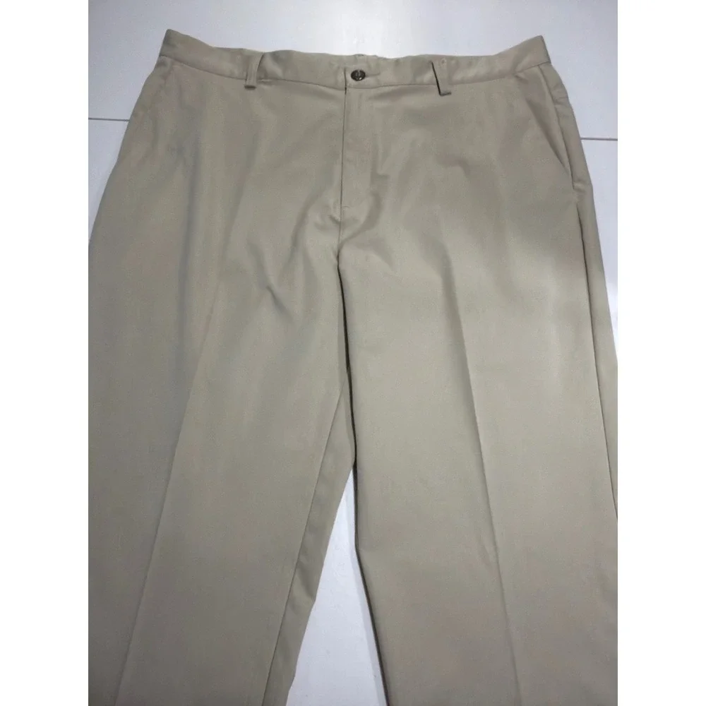 Adidas Climalite Mens Golf Pants Khaki Tan Flat Front 36x30 X24135 AE7002
